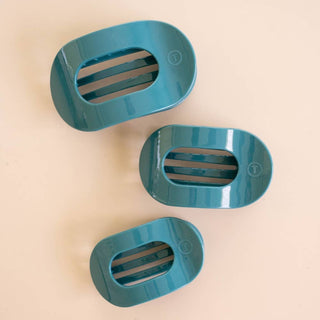 Teleties Teal With It Large Flat Round Hair Clip