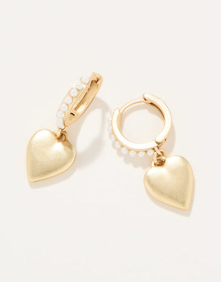 Spartina 449 Pearl Drop Hoop Earrings Heart