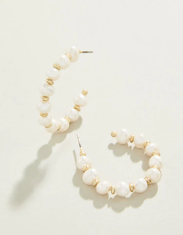 Spartina 449 Annabelle Beaded Hoop Earrings - Pearl