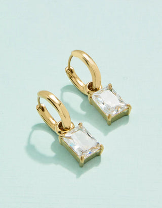 Spartina 449 Splash Collection Emerald Drop Convertible Hoop Earrings - Cubic Zirconia