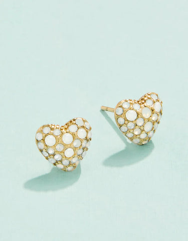 Spartina 449 Splash Collection Sparkling Heart Stud Earrings - White Opal