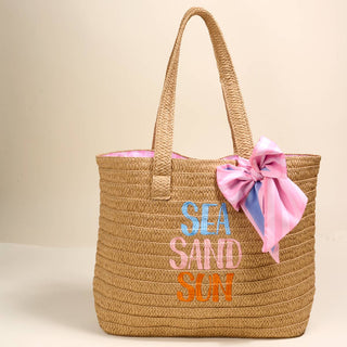 The Darling Effect Straw & Sun Tote – Sea, Sand, Sun
