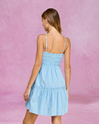 Baby Blue Spaghetti Strap Ruffle Trim Dress