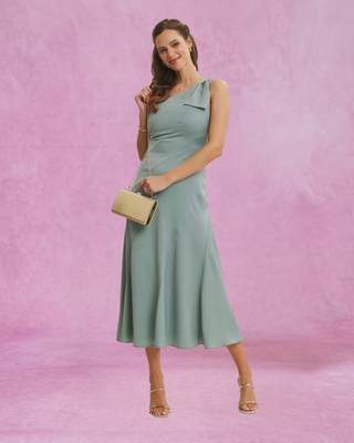 Sage One Shoulder Midi Dress