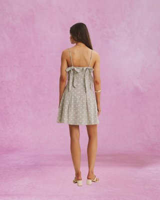 Slate Polka Dot Bow Detail Dress