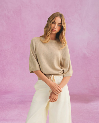 Tan Raglan Sleeve Knit Top