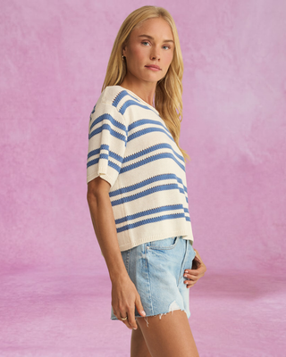 Z Supply Prado Stripe Sweater Tee - Lake Blue