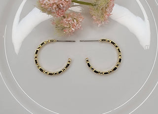 Blue Deco Hoop Earrings