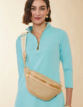 Spartina 449 Straw Charlie Belt Bag Blue Haze