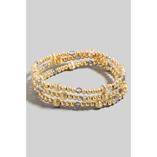Gold/Gray Metallic Beaded Bracelet Stack