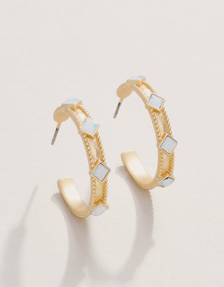 Spartina 449 Harris Hoop Earrings 25mm White Opal