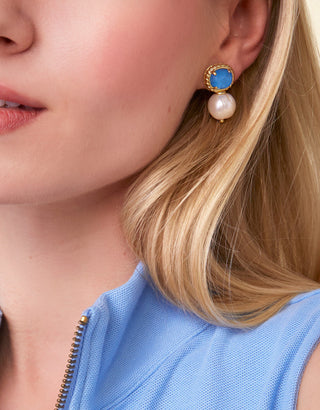Spartina 449 Karina Pearl Stud Earrings Blue