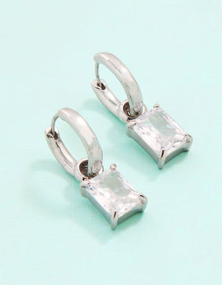 Spartina 449 Emerald Drop Convertible Hoop Earrings Cubic Zirconia (Silver)