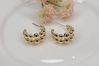 Gold Double Layer Beaded Hoop Earrings