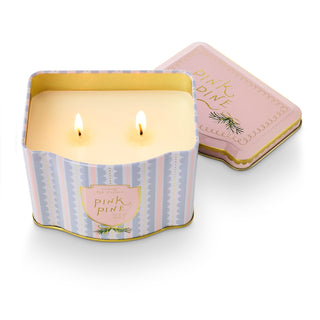 Illume Pink Pine Printed Tin Candle