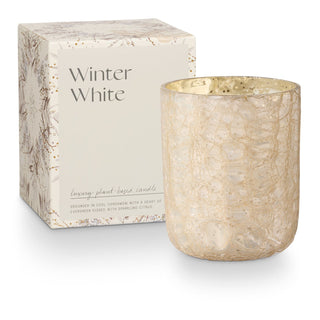 Illume Winter White Small Boxed Crackle Glass Candle