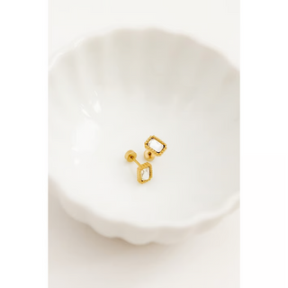 LINNY CO Screwback Stud Earrings - Madison Gold Clear