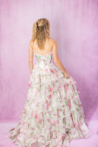 Sherri Hill 57693 - Ivory/Pink/Green Size 0