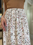Off White Floral Button Down Skirt