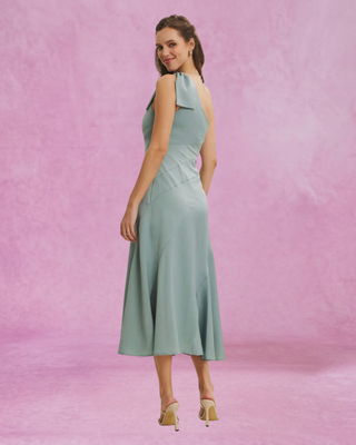 Sage One Shoulder Midi Dress