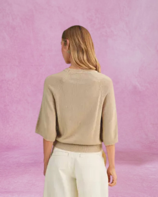 Tan Raglan Sleeve Knit Top