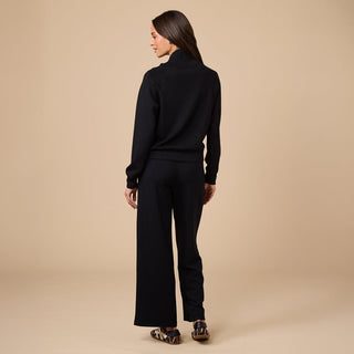 Softies DreamTech Cowl Neck LS Top with Pleated Pant - Black