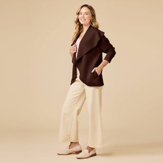 Softies DreamTech Exaggerated Collar Cardigan - Espresso