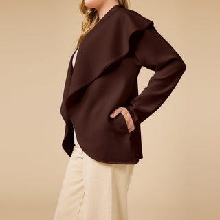 Softies DreamTech Exaggerated Collar Cardigan - Espresso