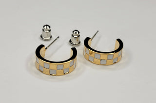 Mini Checkered Hoop Earrings
