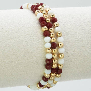 Set of 3 Maroon/Gold/White Bracelets