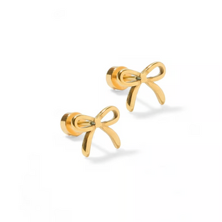 LINNY CO Screwback Stud Earrings - Sadie Bow Gold