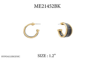 Large Gold Outlined with Black Tortoise Acrylic 1.2" Hoop Earring