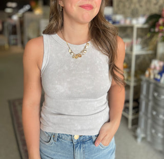 Light Grey Washed 2-Way Tank Top