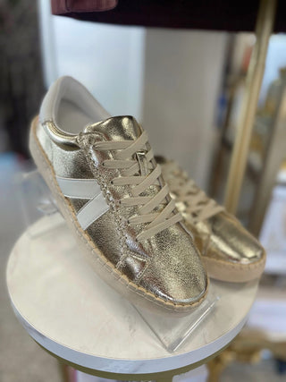Corkys Footwear Friend Zone Sneaker - Gold Crinkle Metallic