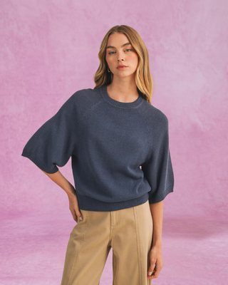 Midnight Raglan Sleeve Knit Top