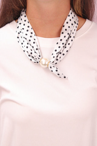 White/Black Polka Dot Scarf Choker