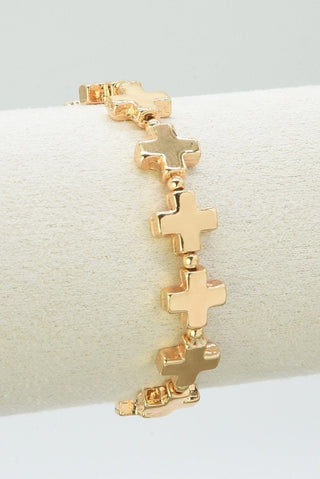 Gold Cross Stretch Bracelet