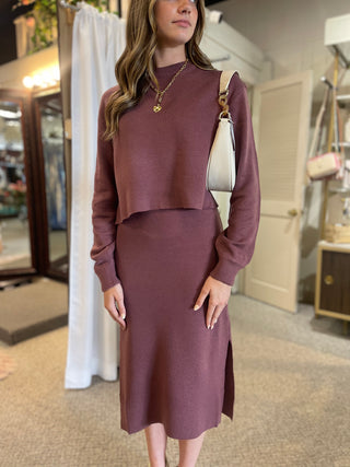 Plum Relaxed Crop Sweater
