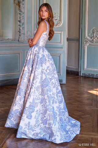 Sherri Hill 57731 - Ivory/Light Blue Size 6
