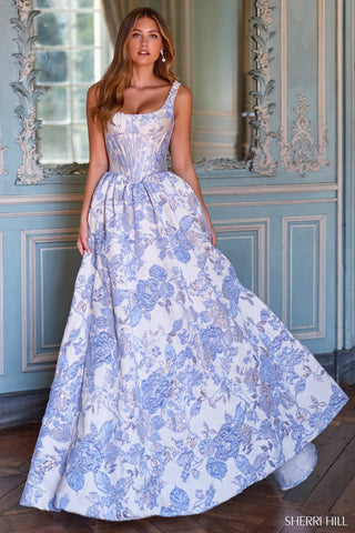 Sherri Hill 57731 - Ivory/Light Blue Size 6