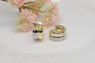 Mini Two Toned Huggie Hoop Earrings