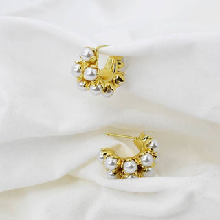 Treasure Jewels Gold/Pearl Hoop Earrings