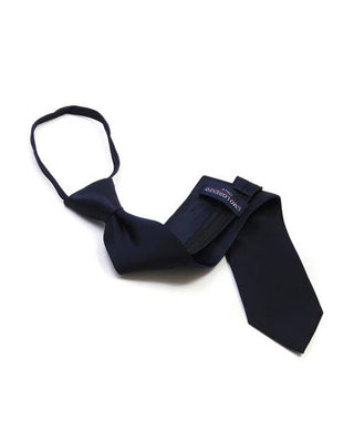 Navy Poly Solid Zipper Tie