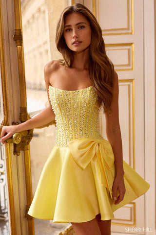 Sherri Hill 58105 - Yellow/Silver Size 2