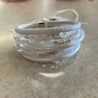 White/Pastel Stretch Bracelet & Bangle Stack