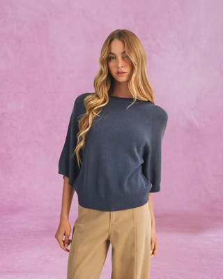 Midnight Raglan Sleeve Knit Top