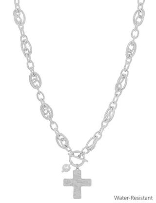 Silver Chunky Link Cross Necklace