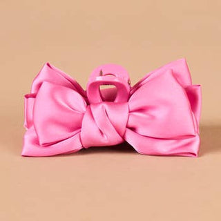 The Darling Effect Mini Satin Bow Claw Clip - Hot Pink