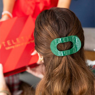 Teleties O Christmas Tree Medium Flat Round Hair Clip