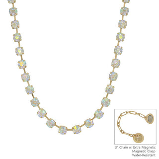 Water Resistant Clear AB Crystal 8MM Stone Magnetic Closure 17" Necklace